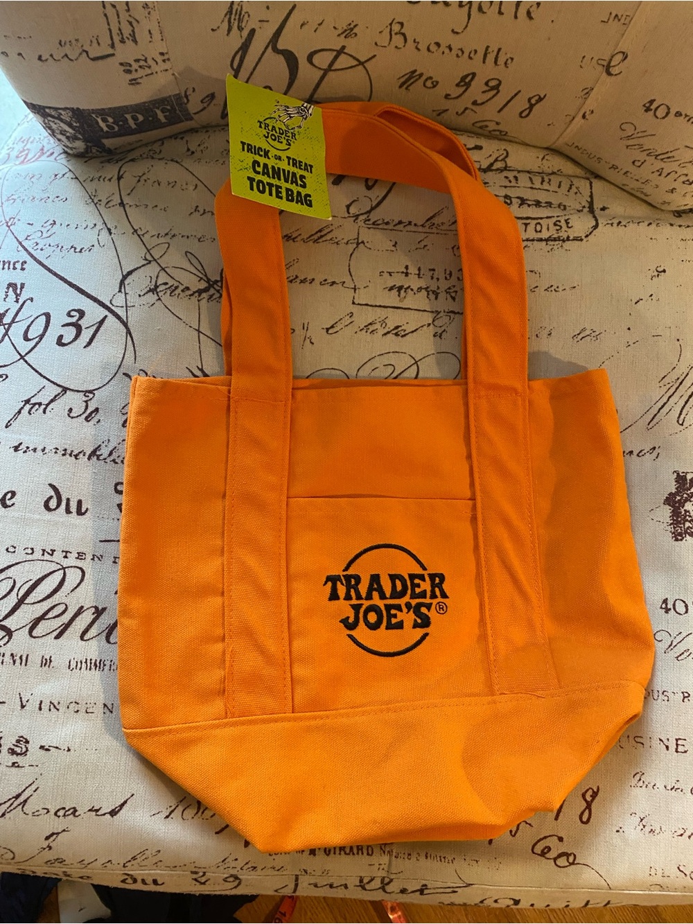 Trader Joe's Orange Canvas Tote Bag